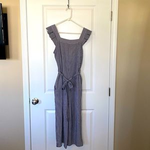 Lightweight jumpsuit wideleg stripes blue and white stripes size medium